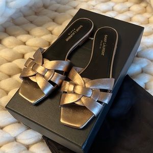 AUTHENTIC Yves Saint Laurent Tribute Sandals - Rose Gold